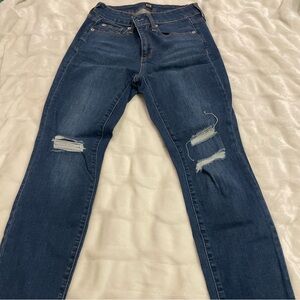 GAP Women's Blue Ripped Curvy true Skinny Jeans
